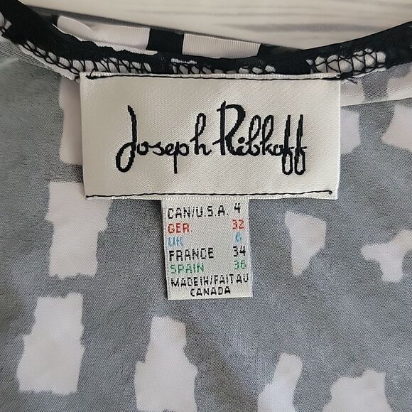 Joseph Ribkoff black and white geo print faux wrap midi dress Women's Size 4 - Picture 8 of 11